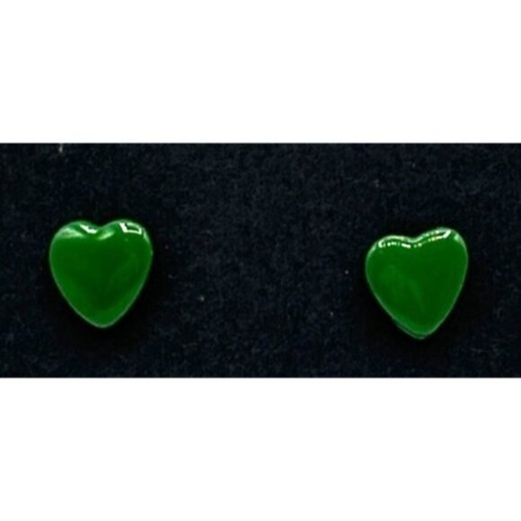 Green Heart Shaped Stud Earrings Women Girls Posts Lightweight Fashion Jewelry - Picture 2 of 5